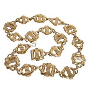 Vintage 1986 MZA of NY Gold Metal Statement Belt 37-3/4" L x 1-1/2" W